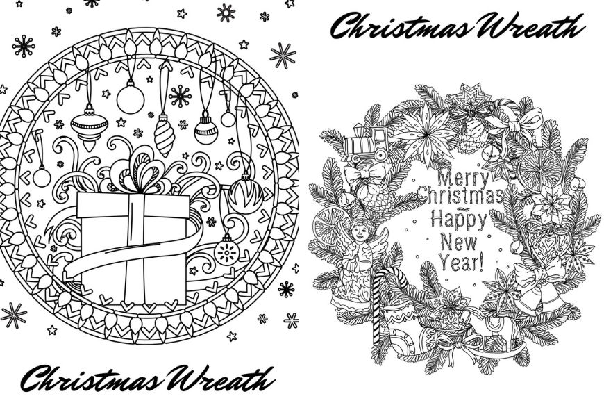 Christmas wreath colouring pages mum in the madhouse