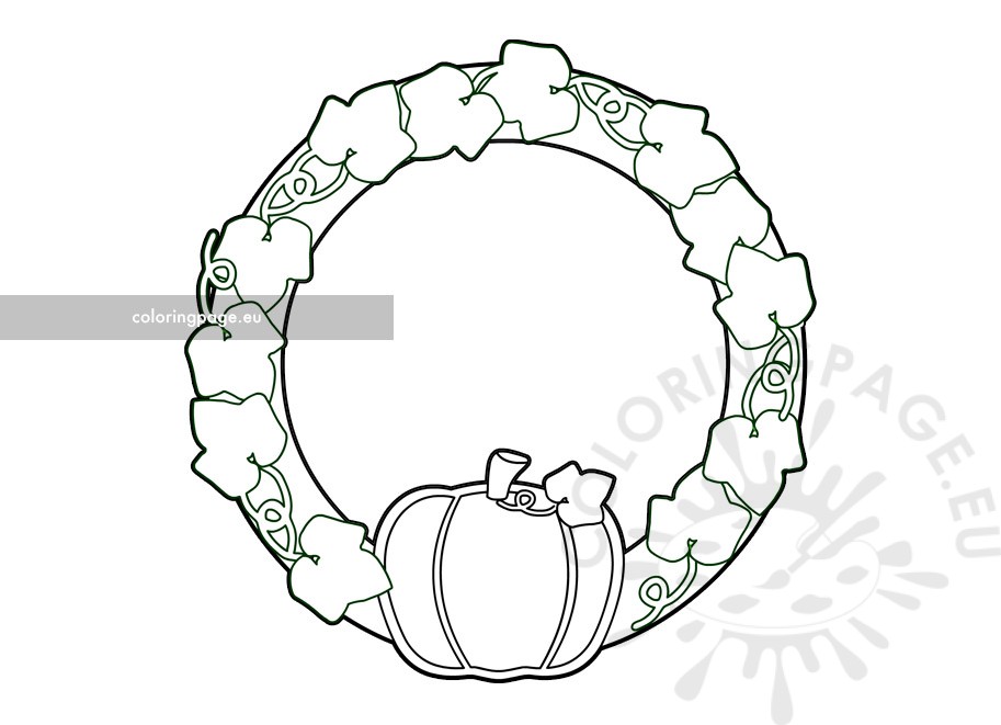 Printable pumpkin wreath template coloring page