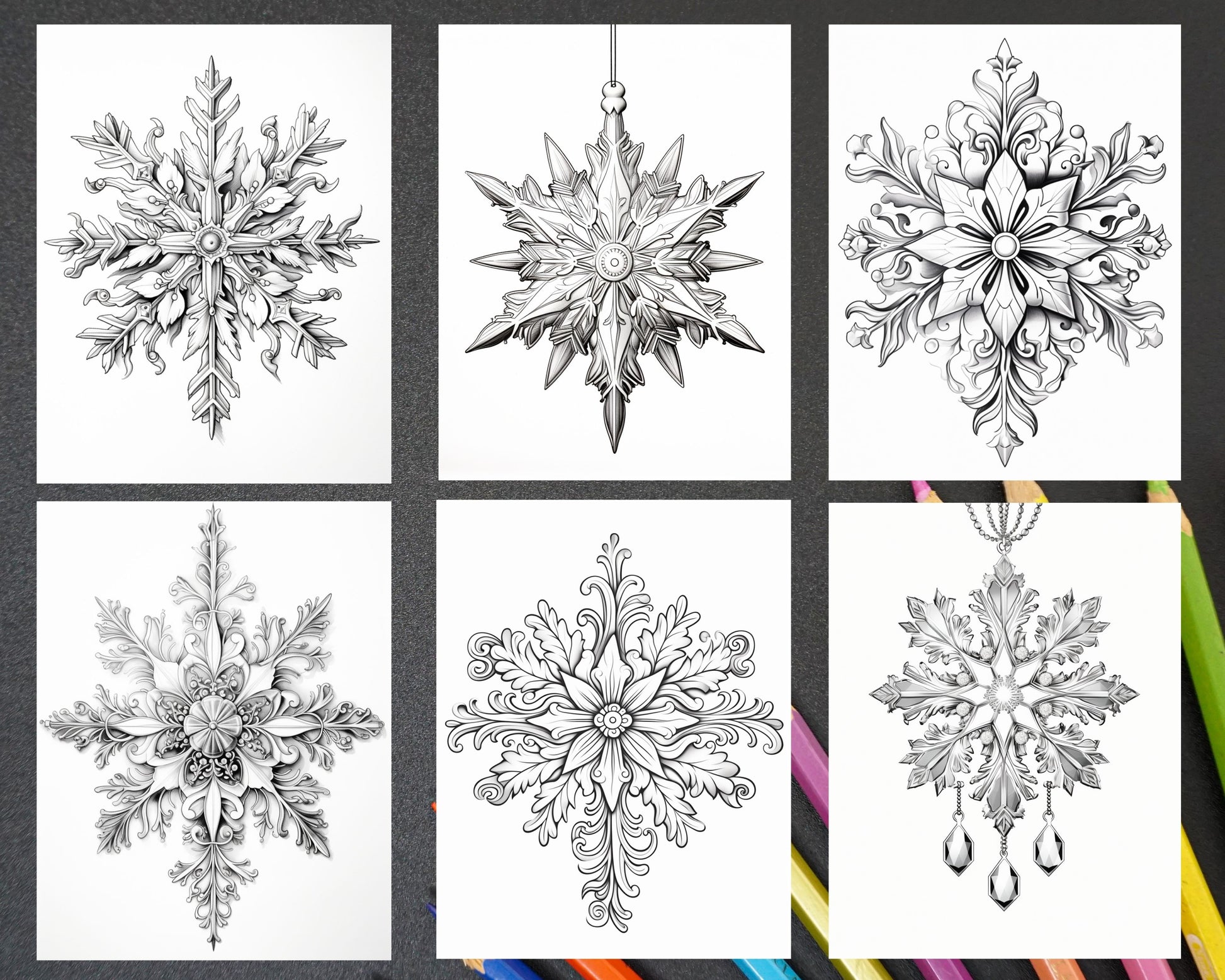 Christmas snowflake grayscale coloring pages for adults printable â coloring