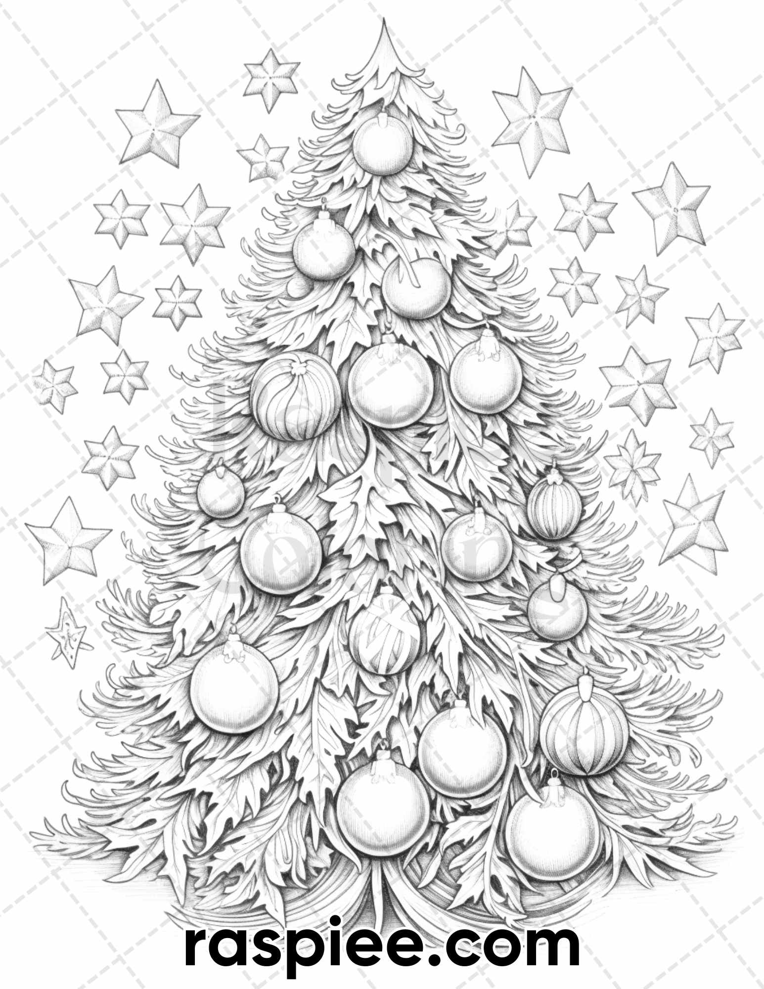 Christmas tree grayscale coloring pages for adults printable pdf i â coloring