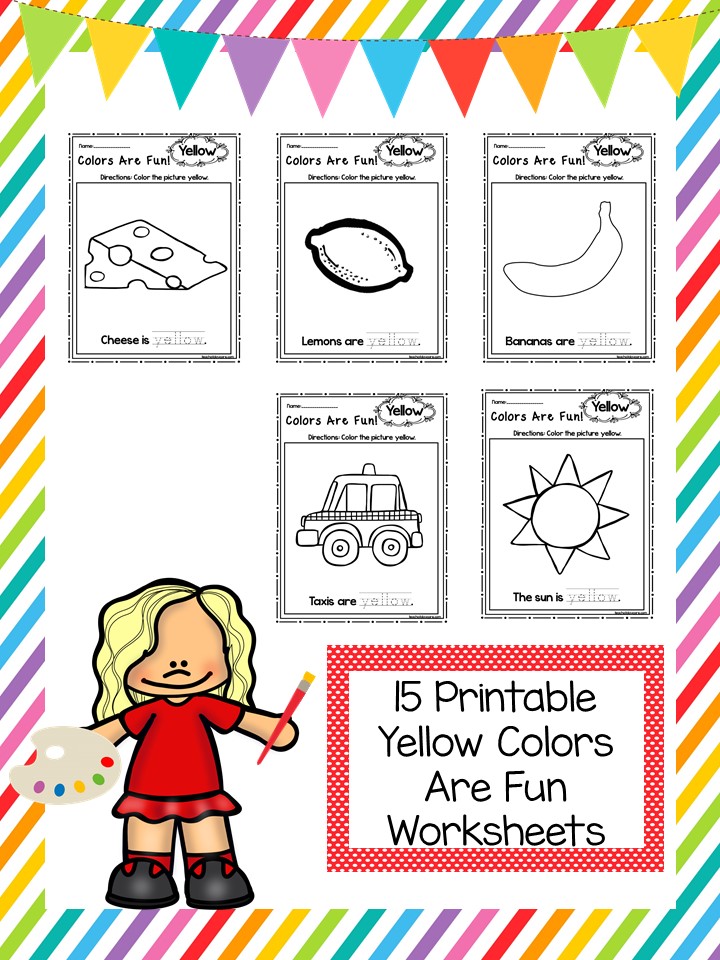 Yellow colors are fun printable worksheets made by teachers