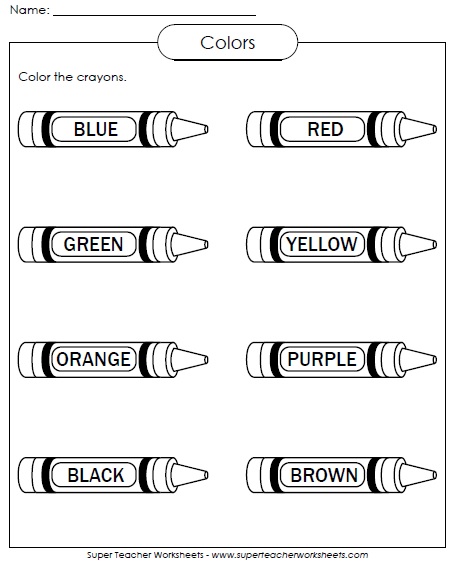 Printable colors worksheet