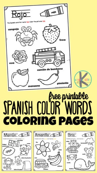 Free printable spanish colors worksheet for kindergarten