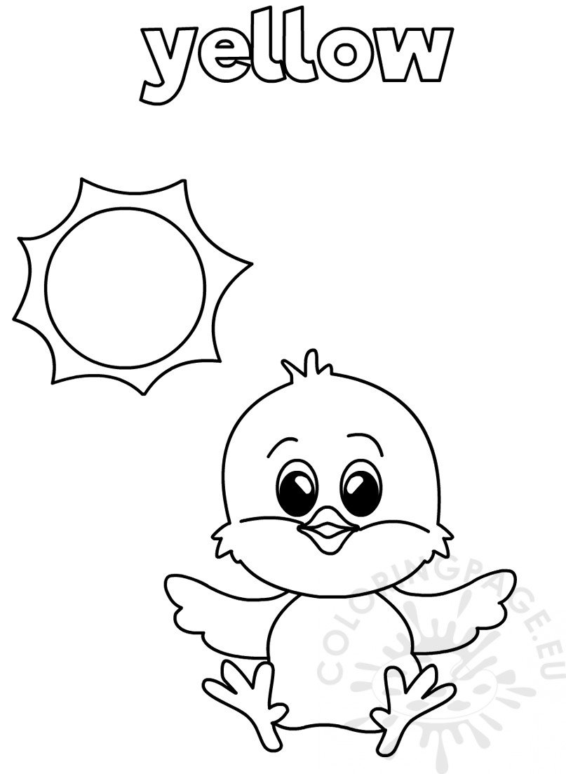 Yellow coloring worksheet for kindergarten coloring page