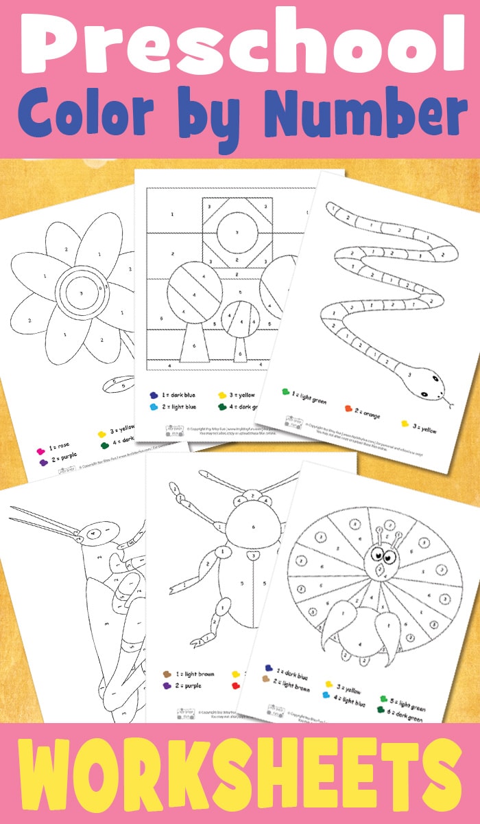 Preschool color by number worksheets