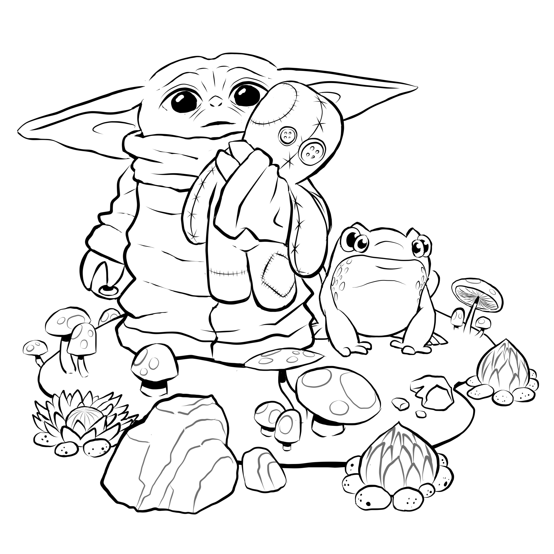 Baby yoda coloring page