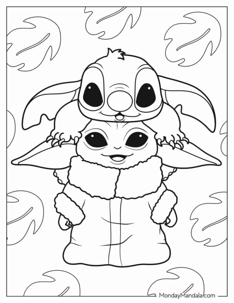 Baby yoda coloring pages free pdf printables