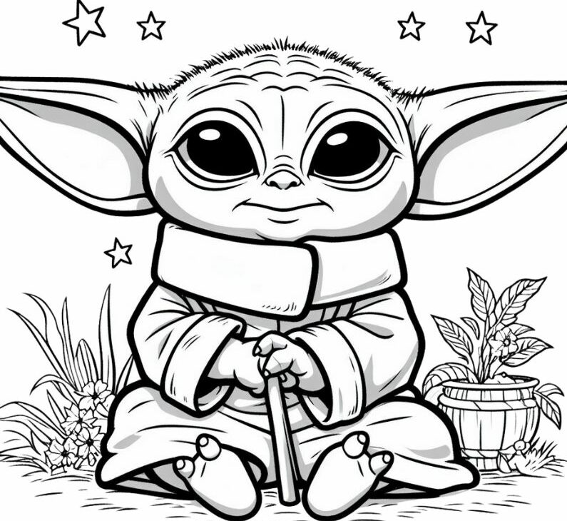 Baby yoda coloring sheet