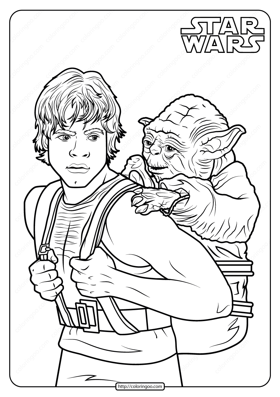 Printable star wars luke and yoda coloring pages