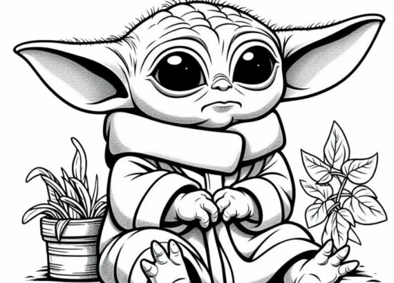 Baby yoda coloring sheet