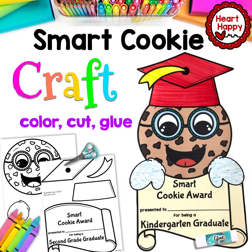 Smart cookie award craft kids printable craft template graduation end of year homeschool teachers resources instant pdf download