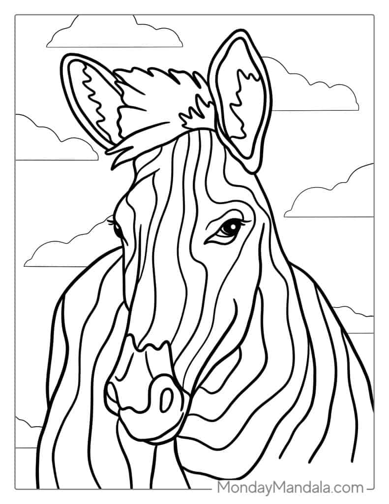 Zebra coloring pages free pdf printables