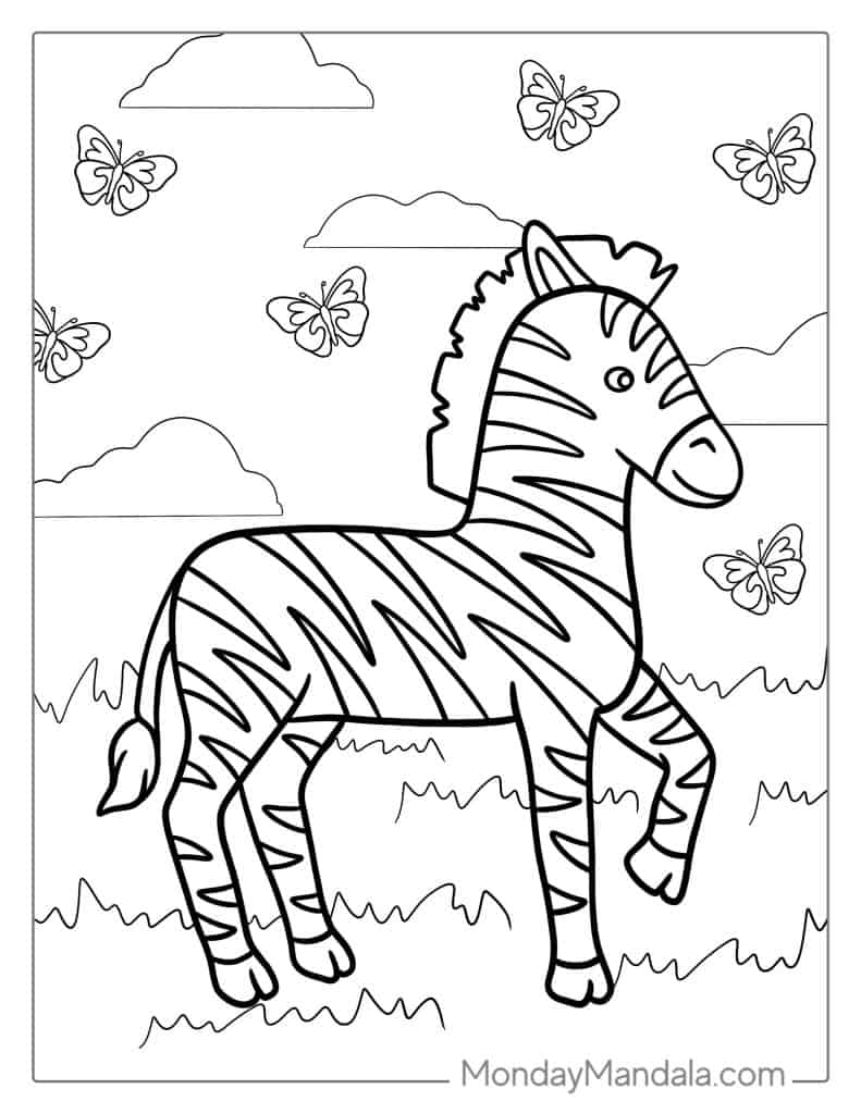 Zebra coloring pages free pdf printables