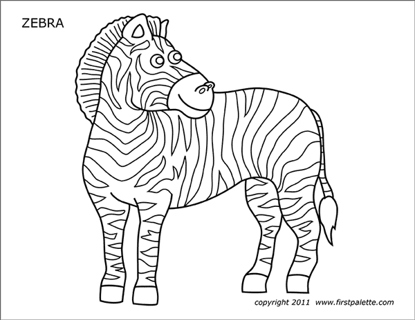 Zebra free printable templates coloring pages