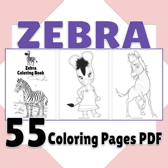 Zebra coloring pages printable zebra coloring book pdf birthday activity party favor digital coloring sheets best gift for kids