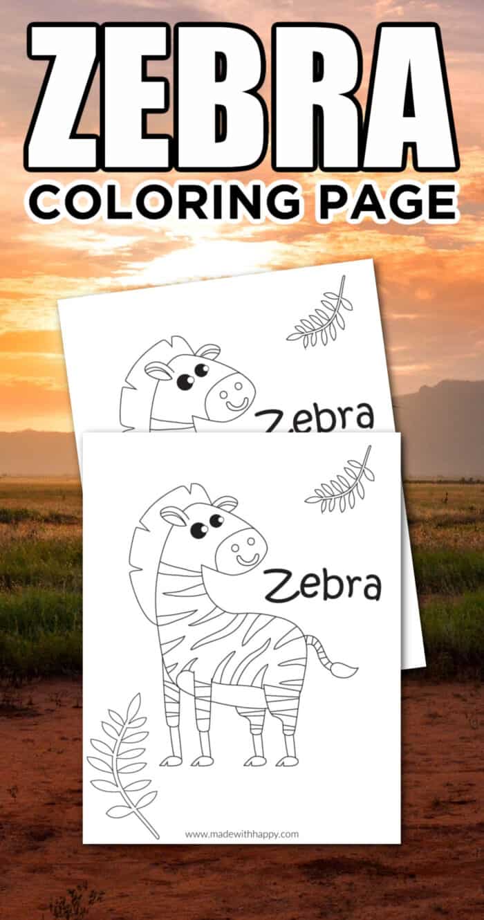 Free printable zebra coloring page