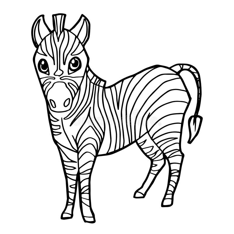 Cartoon cute zebra coloring page vector stock vector