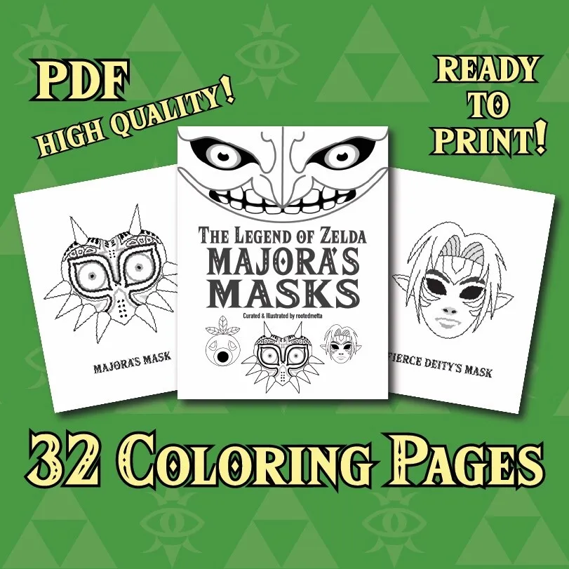 Majoras mask legend of zelda coloring pages sheets total printable files