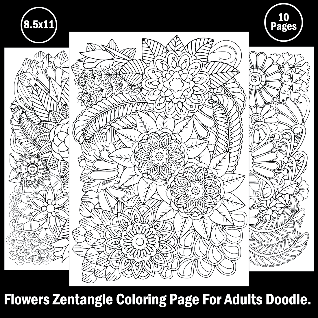 Zentangle coloring pages bundle