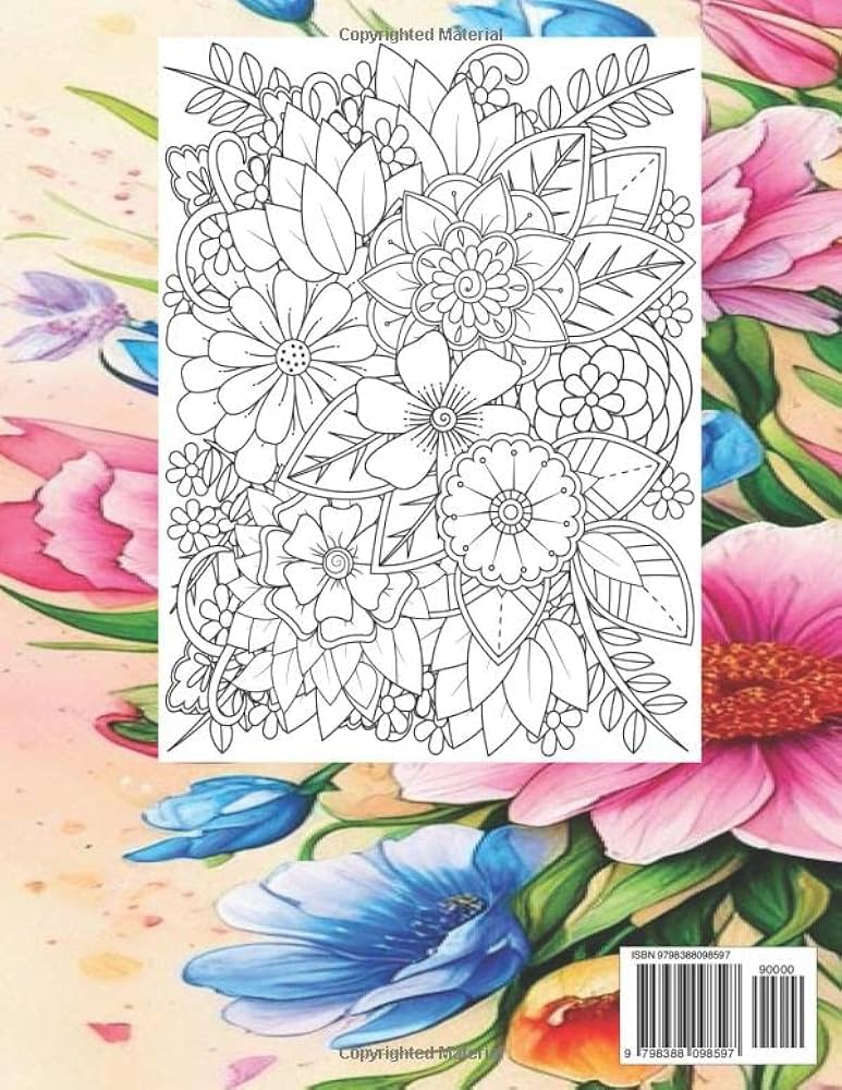 Flowers this is a digital printable flowers zentangle coloring page for adults islam rakibul islam rakibul books