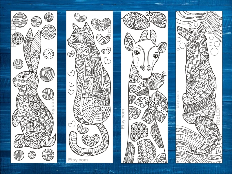 Animal zentangle coloring bookmarks by eric dela paz on