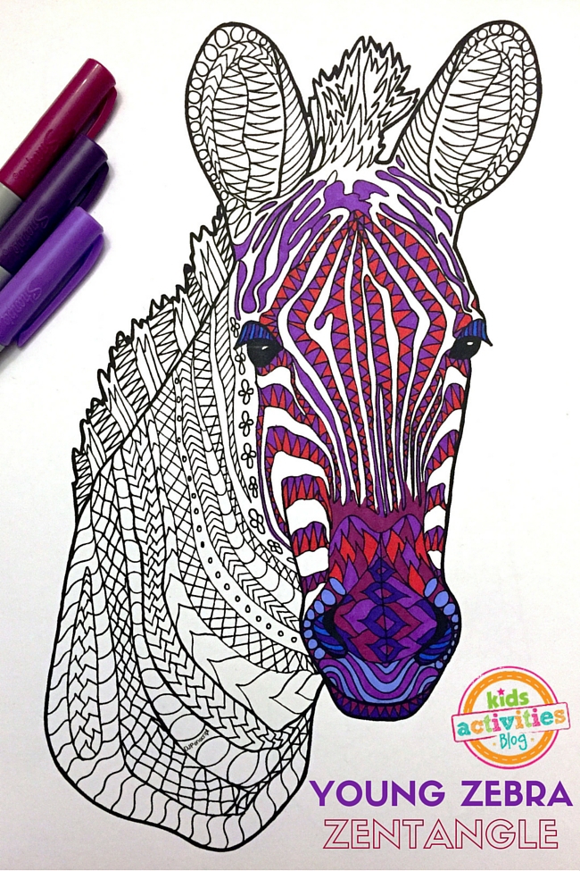 Printable adult coloring page â zebra zentangle