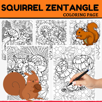 Squirrel mandala coloring pages book animals zentangle adults coloring book made by teachers