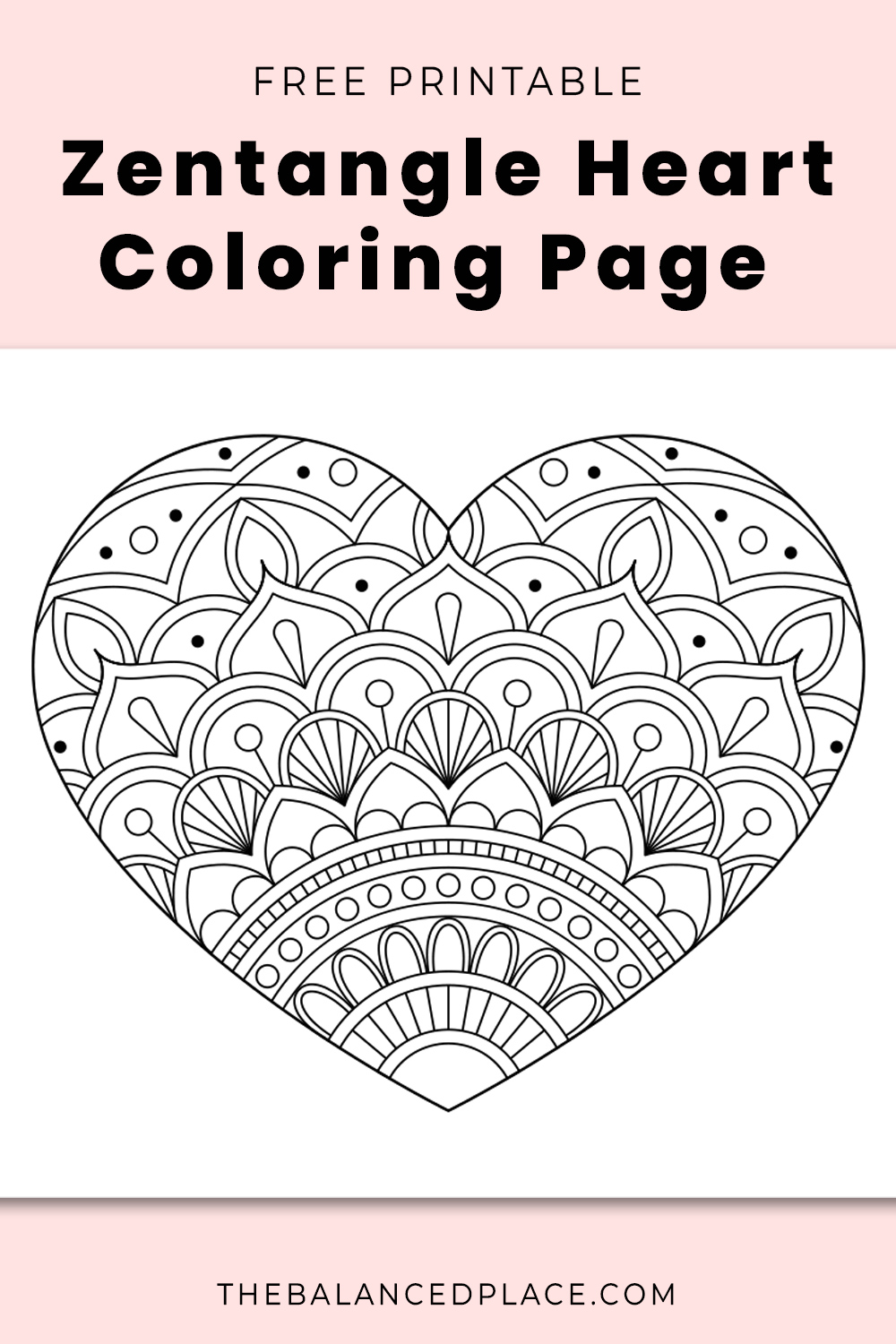 Printable zentangle heart coloring page