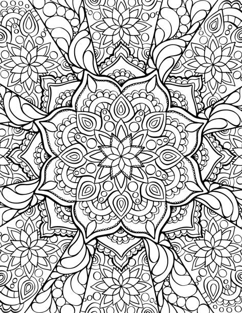 Mandala adult coloring book page zentangle style coloring page stock illustration