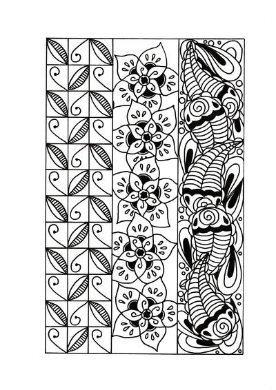 Three shades of zentangle adult coloring page