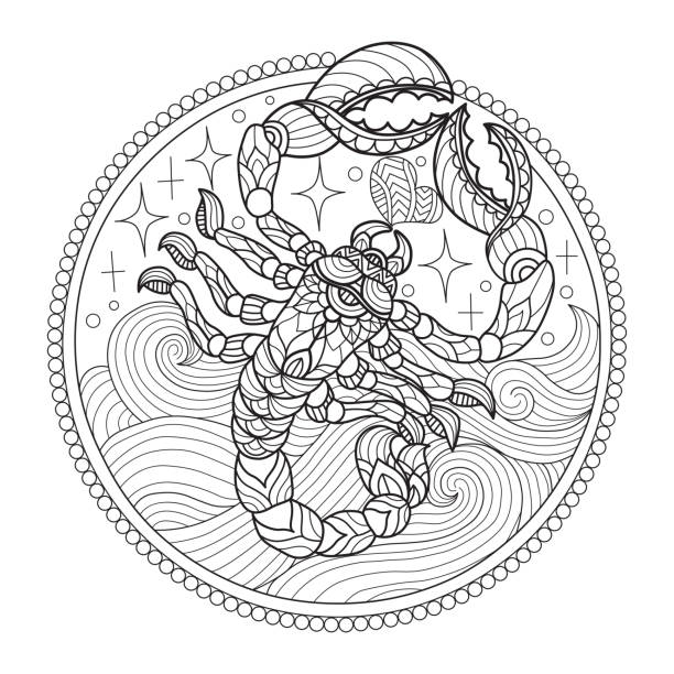 Zen doodle scorpion tangles adult coloring page illustration zentangle style stock illustration