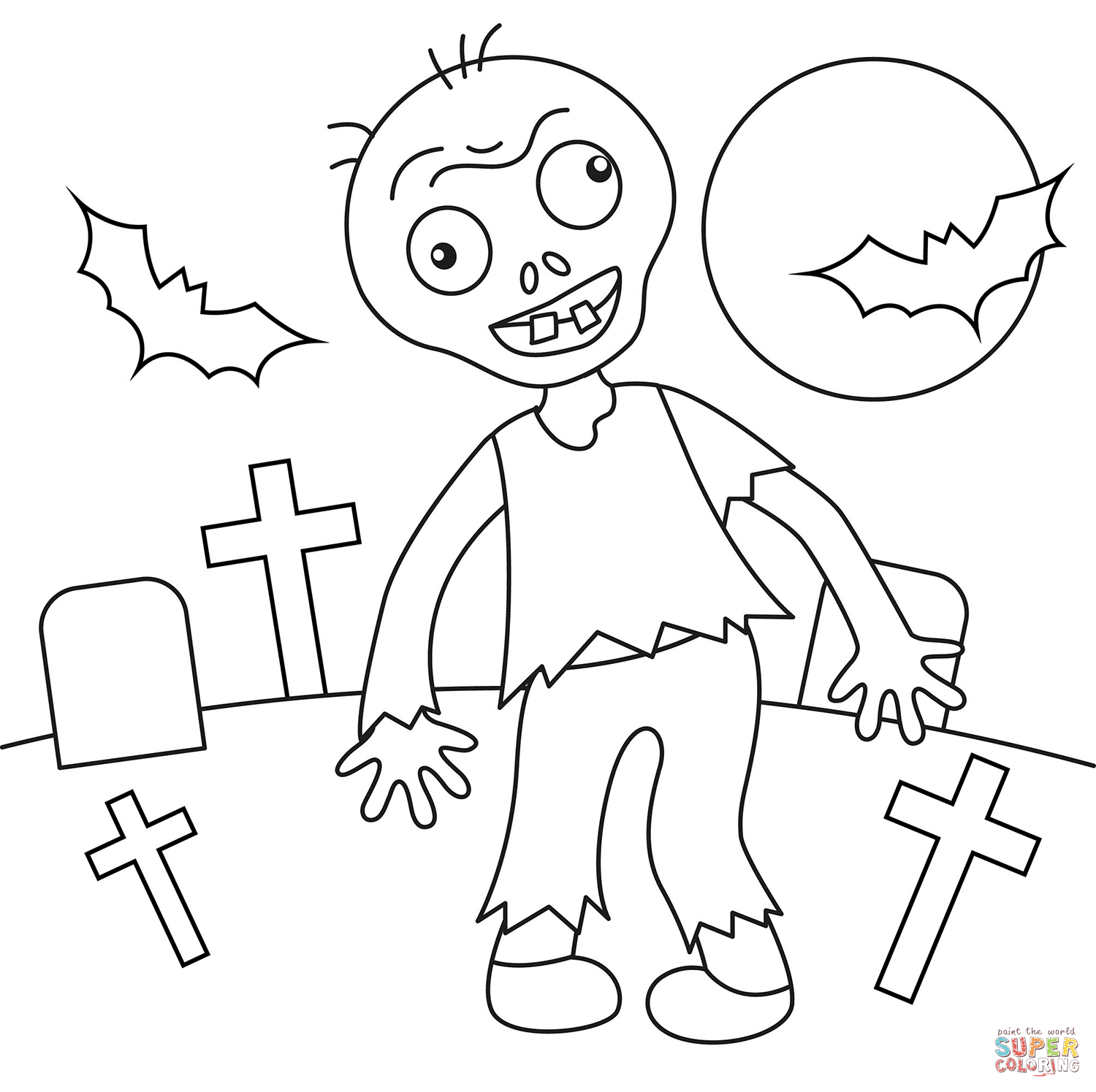 Halloween zombie coloring page free printable coloring pages