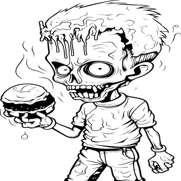 Premium vector funny zombie coloring page