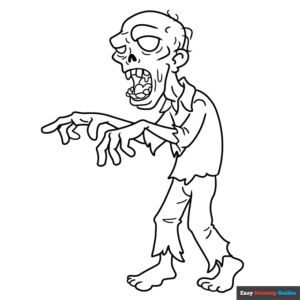 Creepy zombie coloring page easy drawing guides