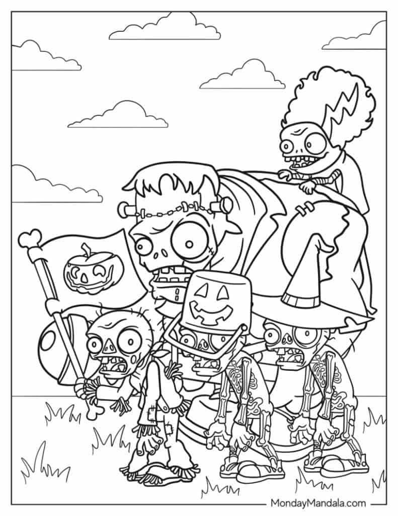 Plant vs zombies coloring pages free pdf printables