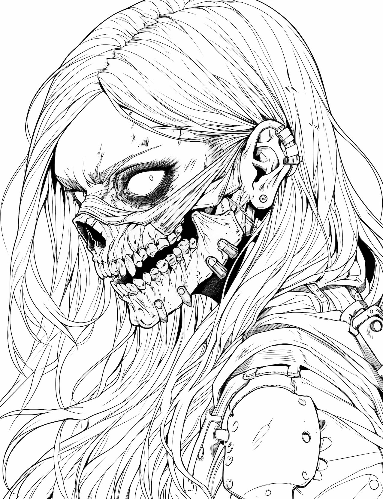 Captivating zombie coloring pages for kids and adults