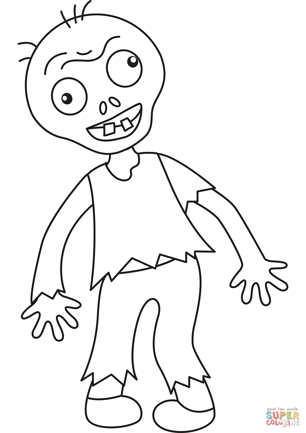 Cartoon zombie coloring page free printable coloring pages