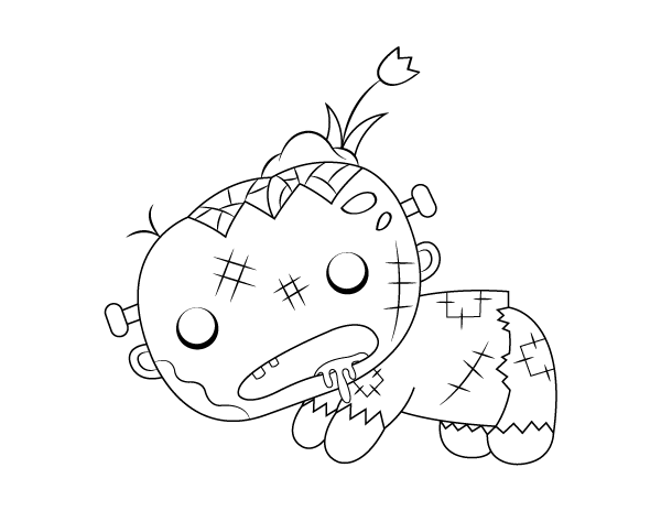 Printable cute crawling zombie coloring page