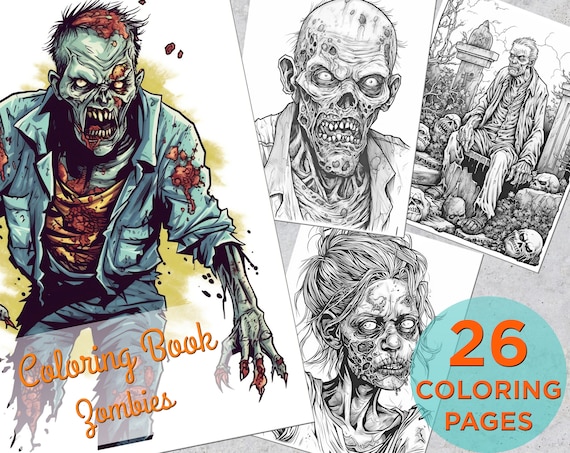 Zombie coloring pages adults printable grayscale coloring book coloring pages for adults printable zombie digital coloring book