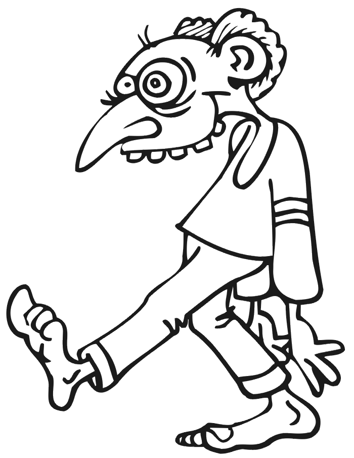 Zombie coloring page goofy looking zombie