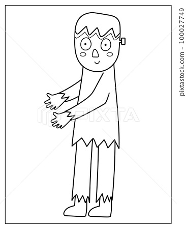 Cute zombie coloring page spooky halloween