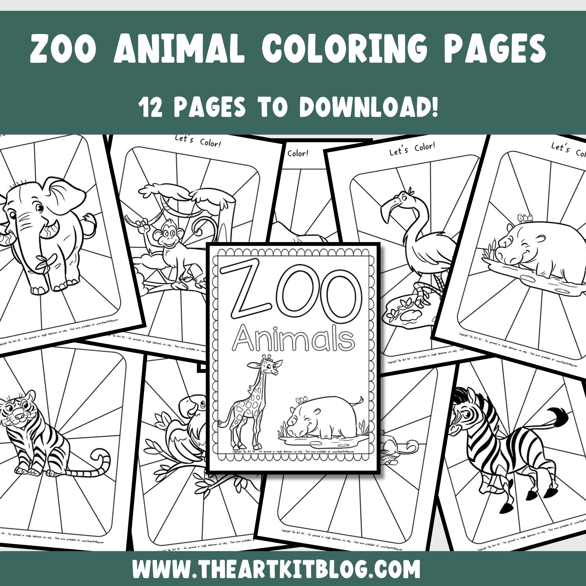 Zoo animal coloring pages â free printables â the art kit