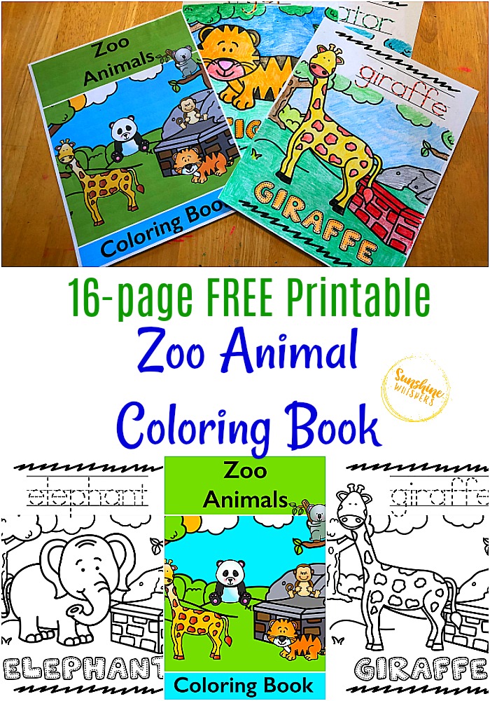 Free printable zoo animal coloring book for kids