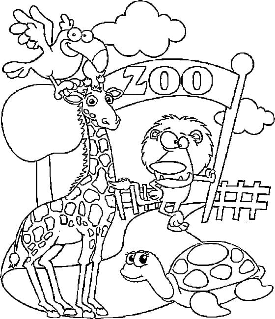 Free zoo animals coloring page