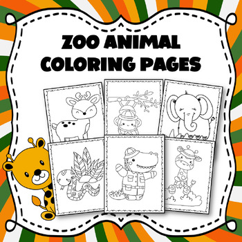 Zoo animal coloring pages by the rabbit studio tpt