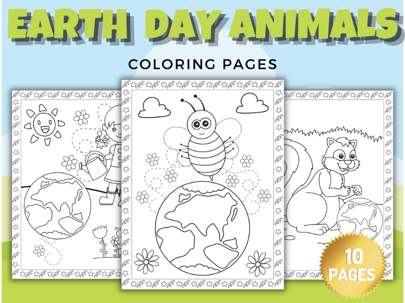 Printable earth day animals coloring pages