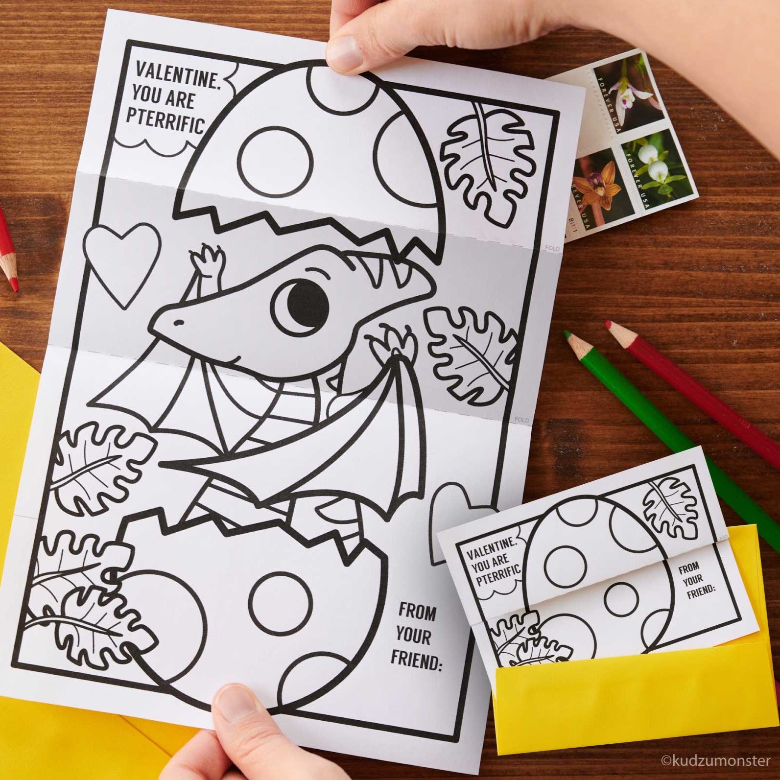 Pterodactyl folding surprise coloring page â kudzu monster