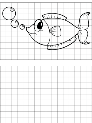 Happy fish drawing coloring page