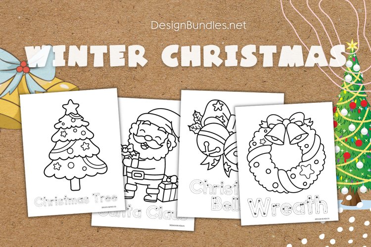 Winter christmas day educational coloring pages