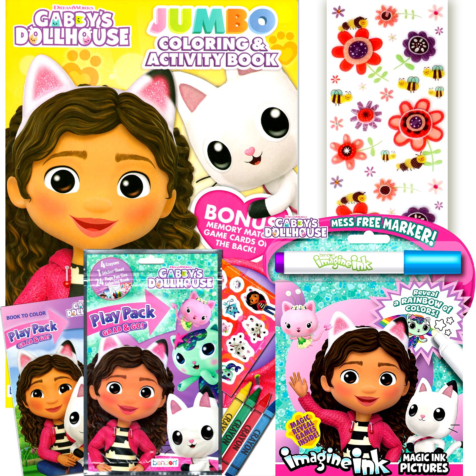 Gabbys dollhouse coloring and activity books bundle with imagine ink coloring book play pack stickers and more toys games